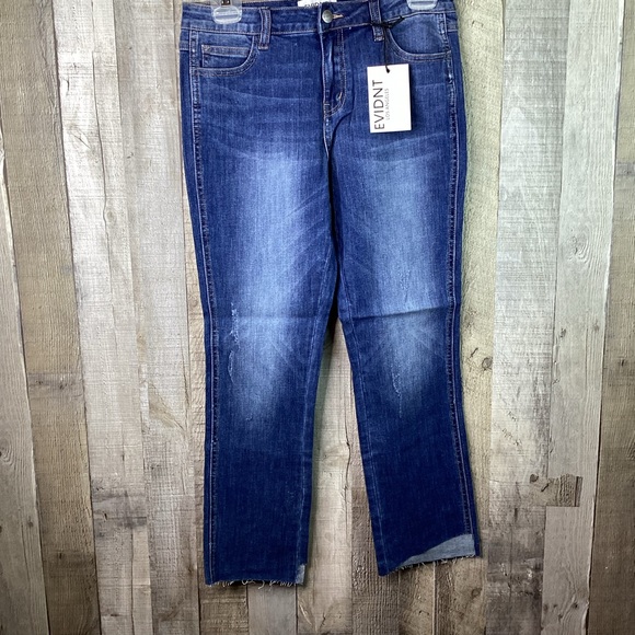 EVIDNT Los Angeles Size 28 Florence Straight Leg Asymmetrical Raw Cut Hem Jeans - Picture 1 of 9